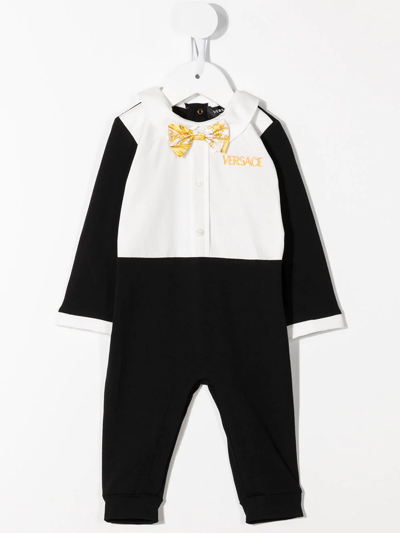 Versace Babies' Tuxedo-style Romper Suit In Black