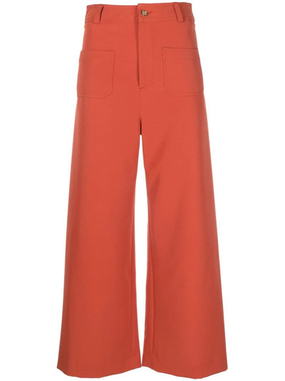 Manuel Ritz Cropped Wide-leg Trousers In Orange