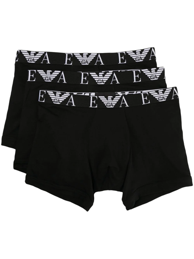 Emporio Armani Logo-waistband Boxers Set Of 3 In Black