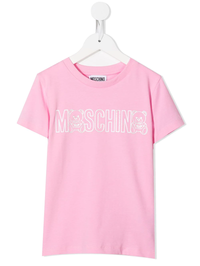 Moschino Kids' Logo-print T-shirt In Pink