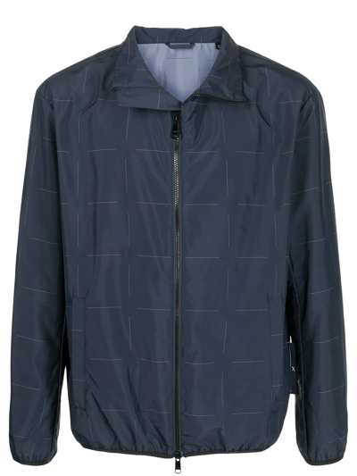Armani Exchange Geometric-print Blouson Jacket In Blue