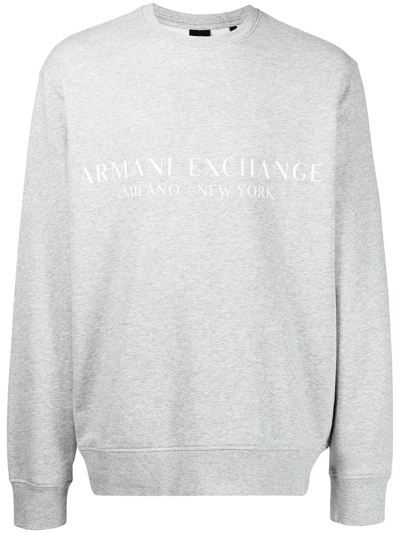 Armani Exchange Logo-print Cotton Sweatshirt In Grey