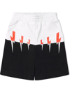 Neil Barrett Thunder Color Block Cotton Sweat Shorts In Black