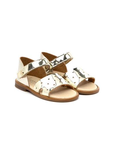 Andanines Kids' Cut-out Metallic Sandals In Gold