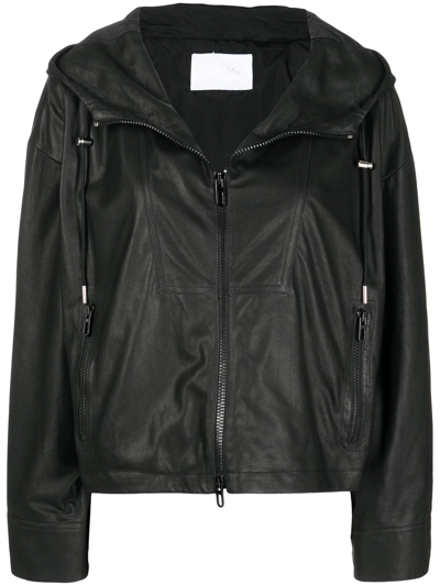 Drome Hooded Leather Jacket In Black