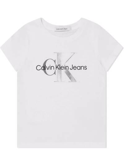 Calvin Klein Jeans Est.1978 Teen Logo Print T-shirt In White