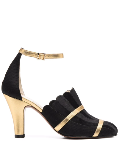Ferragamo Two-tone Heeled Sandals In Black