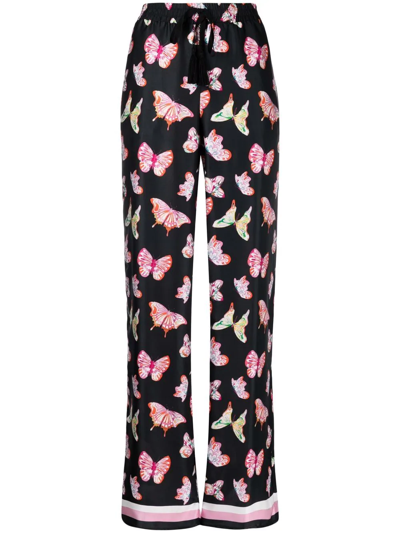 Ermanno Firenze Butterfly-print Trousers In Black