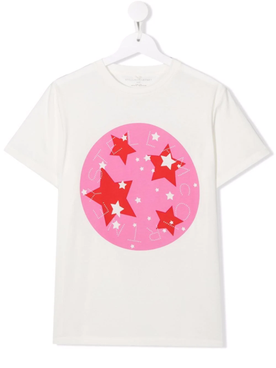 Stella Mccartney Kids' Star-print Short-sleeved T-shirt In White
