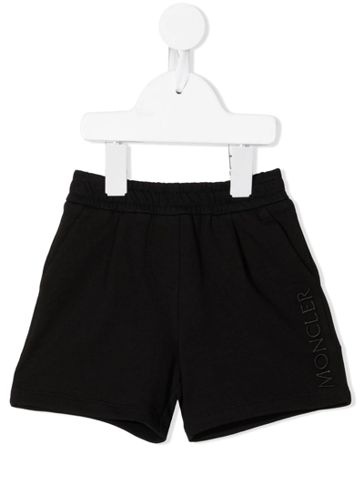 Moncler Babies' Logo刺绣运动短裤 In Black