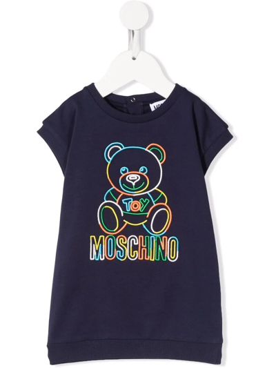 Moschino Babies' Teddy Bear Motif T-shirt Dress In Blue