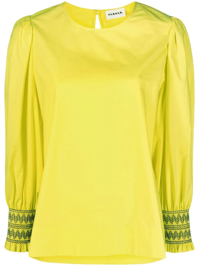 P.a.r.o.s.h. Balloon-sleeve Cotton Blouse In Yellow