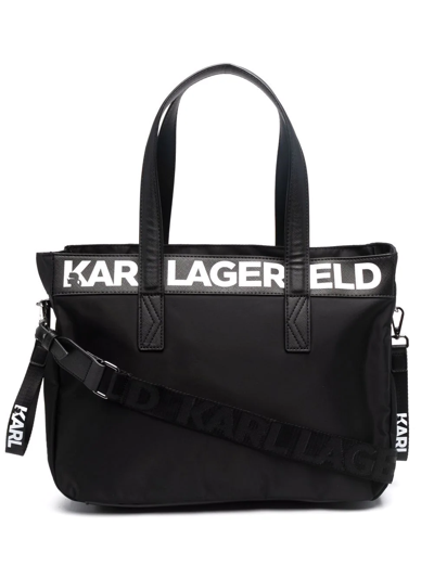 Karl Lagerfeld Logo-print Changing Bag Set In Black