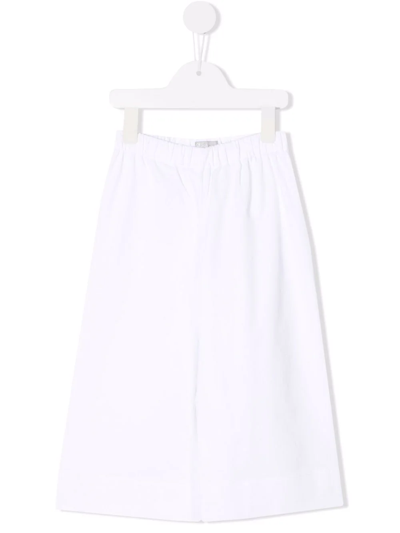 Il Gufo Kids' Elasticated Wide-leg Trousers In White