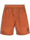 Stone Island Logo-patch Crinkled Swim Shorts In Orange