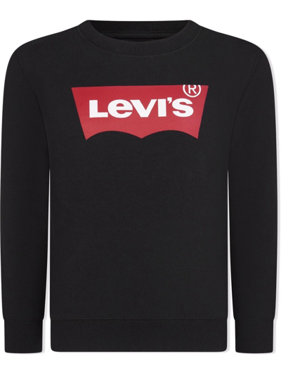 Levi's Kids' Long-sleeved Logo Print T-shirt In Black