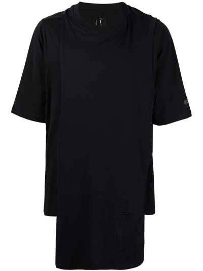 Rick Owens X Champion Asymmetric Short-sleeved T-shirt In Black