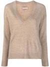 Zadig & Voltaire Vivi Patch Cashmere V-neck Sweater In Oatmeal