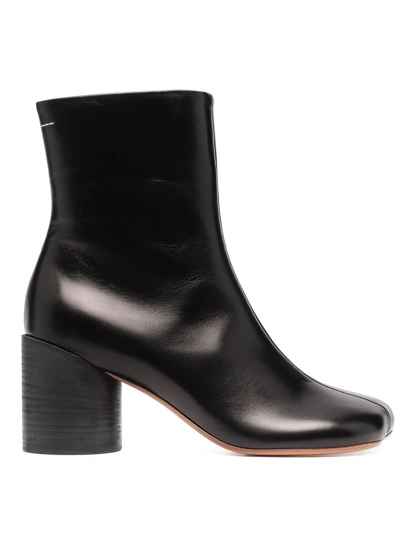 Mm6 Maison Margiela Anatomic Leather Ankle Boots In Black