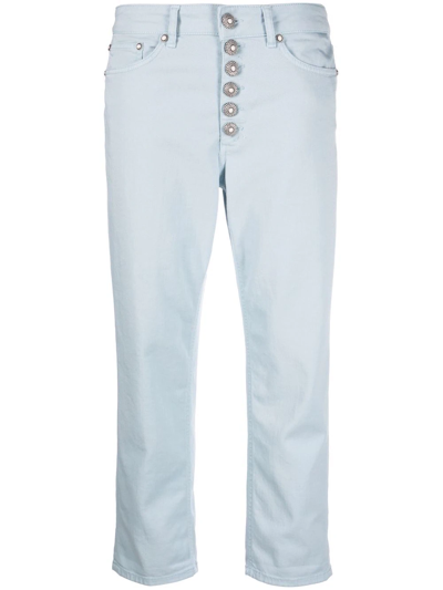 Dondup Koons Cropped Button-fly Jeans In Clear Blue