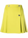 Bottega Veneta Pleated Wool-gabardine Mini Wrap Skirt In Green