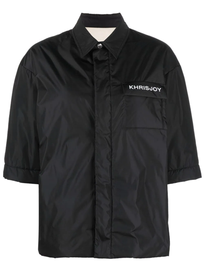 Khrisjoy Logo印花短袖衬衫式夹克 In Black
