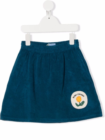 Bobo Choses Kids Wallflower Blue Cotton-terry Skirt
