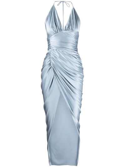 Alexandre Vauthier Halterneck Front-slit Gown In Blue