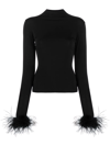 ATU BODY COUTURE FEATHER-CUFF HIGH-NECK TOP