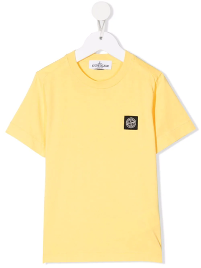 Stone Island Junior Teen Chest Logo-patch T-shirt In Yellow