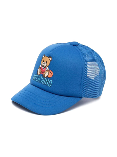 Moschino Kids' Teddy Bear Baseball Cap In Blue
