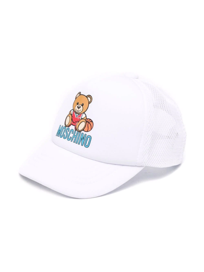 Moschino Kids' Teddy Bear Baseball Cap In White