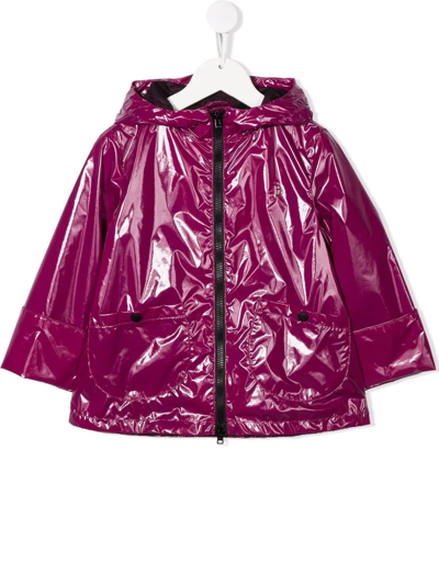 Herno Kids' Zipped-up Rain Coat In Purple