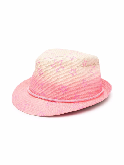 Billieblush Kids' Star-print Panama Hat In Pink