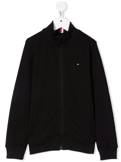 Tommy Hilfiger Junior Kids' Embroidered-logo Zip-up Jacket In Black