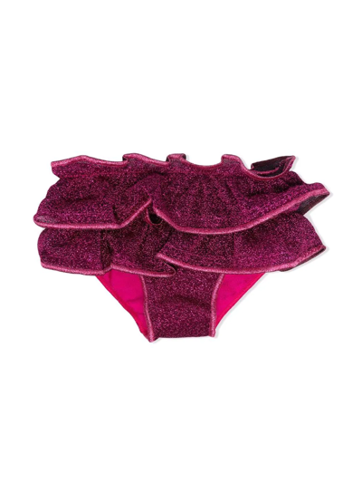 Oseree Babies' Glittered Ruffled Bikini Briefs In Pink
