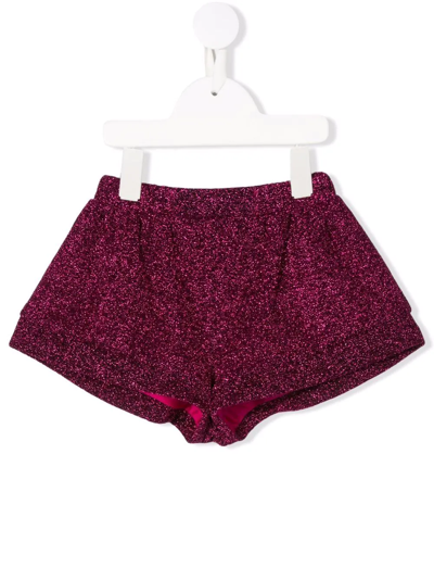 Oseree Kids' Glittered Elasticated-waist Shorts In Fuchsia