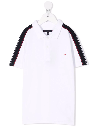 Tommy Hilfiger Junior Kids' Embroidered-logo Cotton Polo Shirt In White