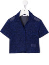 Oseree Metallic-effect Short-sleeved Shirt In Blue