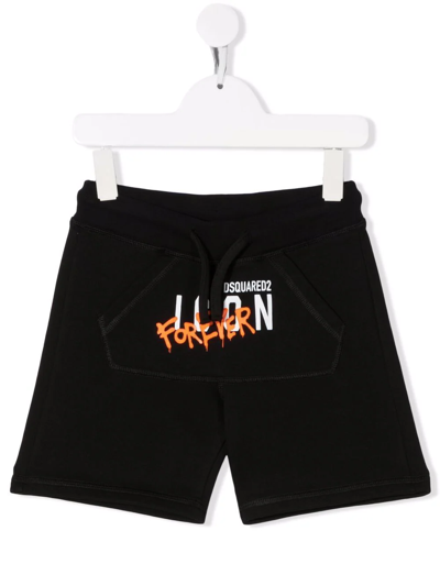 Dsquared2 Kids' Logo-print Track Shorts In Black