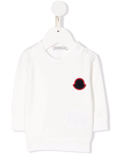 Moncler Babies' Logo刺绣卫衣 In White