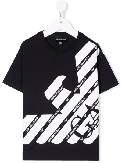 Emporio Armani Kids' Little Boy's & Boy's Logo Crewneck T-shirt In Navy White