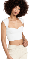 JONATHAN SIMKHAI ABIA COMPACT RIB CROPPED TEE WHITE