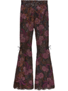 GUCCI LAMÉ FLORAL LACE FLARED TROUSERS