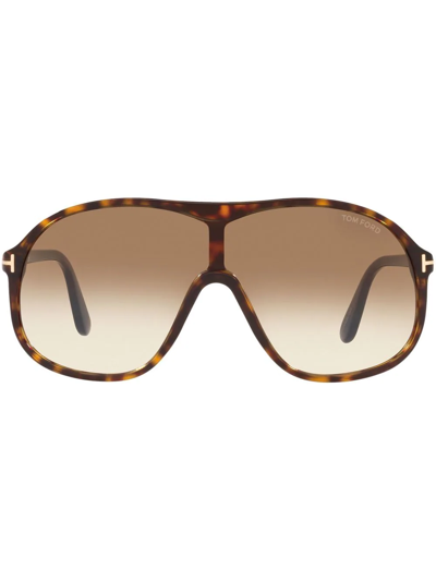 Tom Ford Tortoiseshell-effect Pilot-frame Sunglasses In Brown