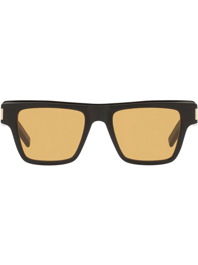 Saint Laurent Men's Square Acetate Sunglasses In Black/yellow