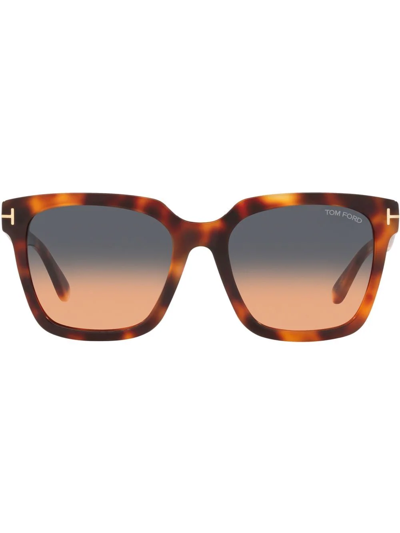 Tom Ford Tortoiseshell Square-frame Sunglasses In Gold
