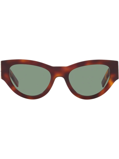 Saint Laurent Tortoiseshell Cat-eye Frame Sunglasses In Brown