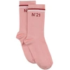 N°21 Logo-print Striped Socks In Pink