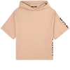 BALMAIN BALMAIN BROWN SHORT SLEEVED HOODED SWEATSHIRT,6Q8771J0006